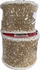 Celebrate it Burlap and White Faux Fur Wired Ribbon 3.5 in. X 18 Ft. Lot of 2 — photo 1