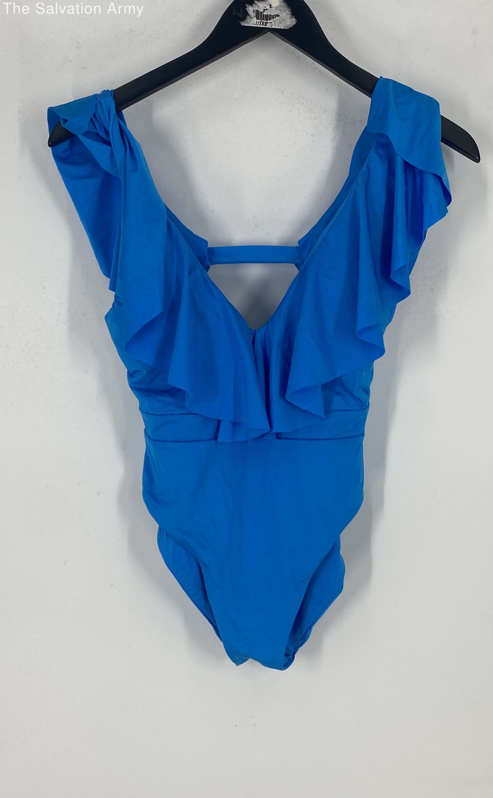 Trina Turk Womens Blue Ruffle Wide-Strap One-Piece Swimsuit Size 6