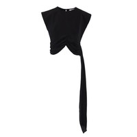 Sandro Bluse Schwarz Gr. 34 FR / XS Damen Asymmetrisch Crop SFPTO00654