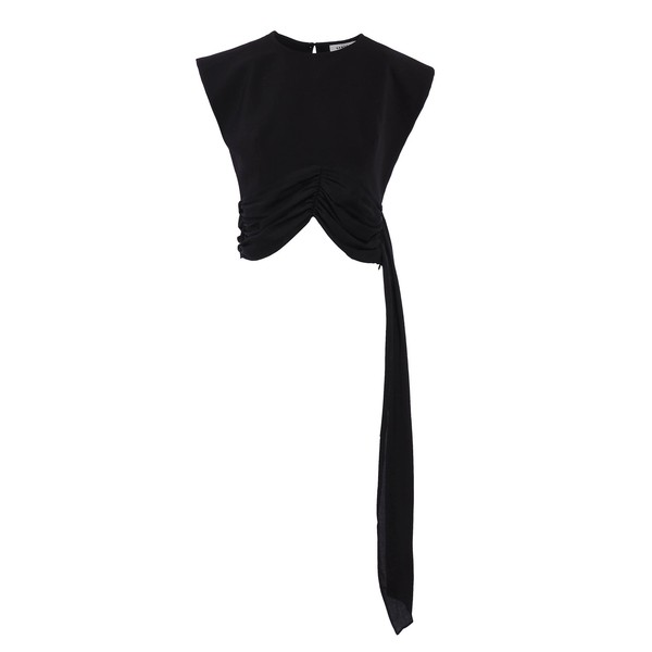 Sandro Bluse Schwarz Gr. 34 FR / XS Damen Asymmetrisch Crop SFPTO00654-image