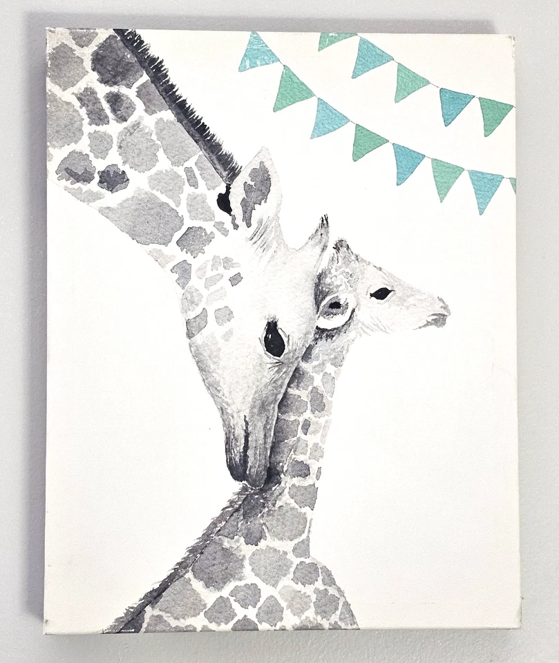 Arte de pared en lienzo 3 piezas cebra elefante jirafa safari bebés zoológico decoración de guardería Foto 2 de 4