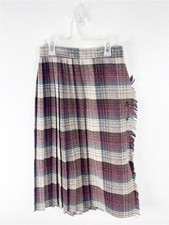 KAYO Vintage Pleated Plaid Wool Blend Skirt Size 9/10 Mature Cabin Modest Rustic