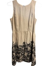 LOFT | Linen Blend Floral Fit and Flare Dress Size 8