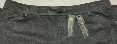 NWT Lee Plus Effortless Wash & Wear Pants Size 20W Petite Charcoal Gray