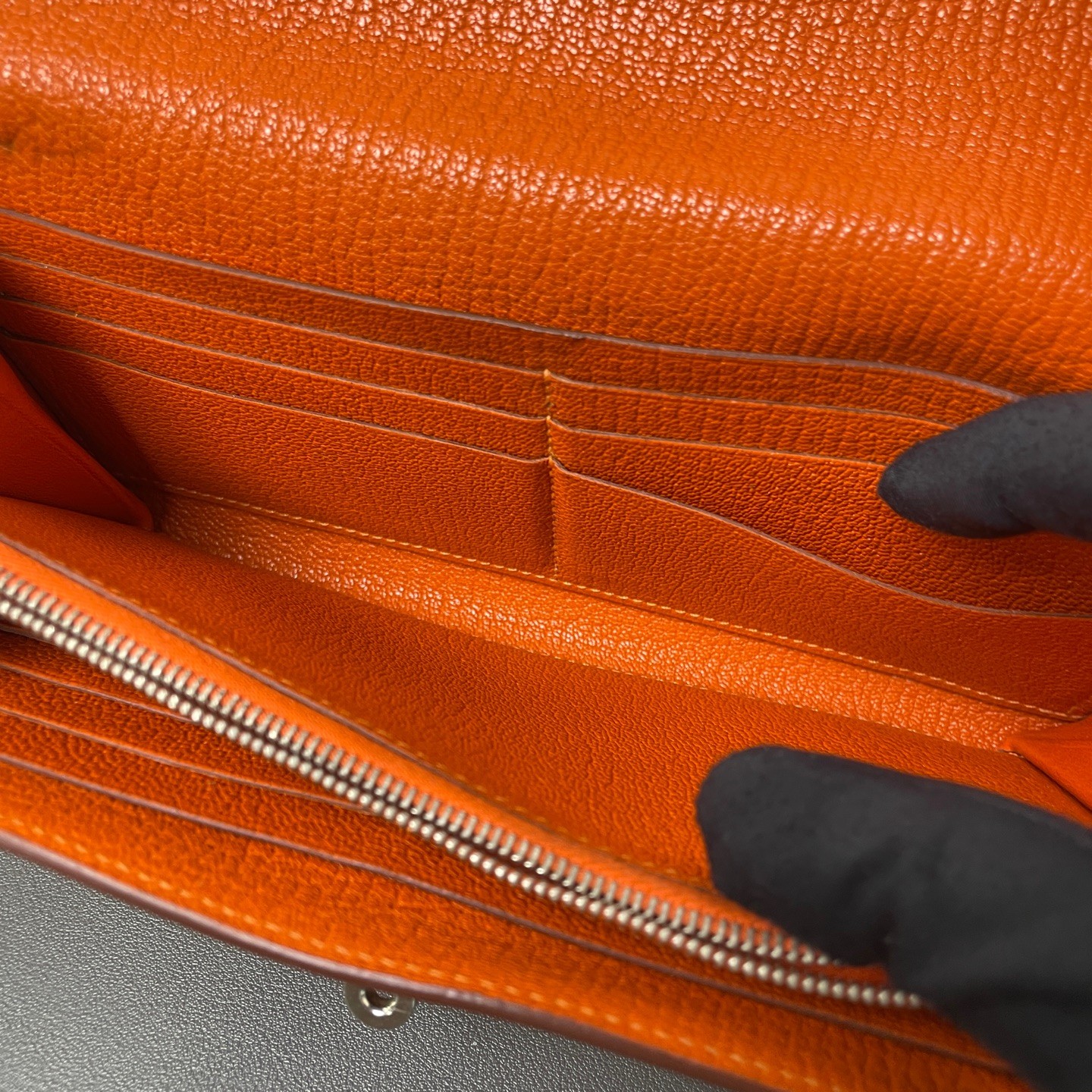 Vintage Hermès Kelly Long Wallet Leather Wallet Orange Silver-Tone eBay AG — image 14