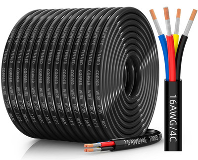 18 Gauge Wire 4 Conductor Electrical Wire, 18 AWG Tinned Copper Stranded PVC Cab