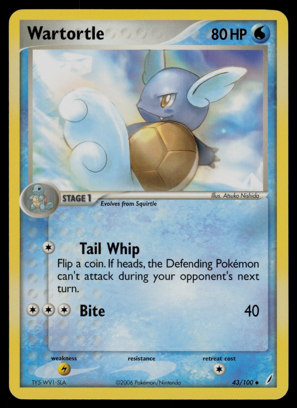 Wartortle 43/100 Uncommon Crystal Guardians Pokemon Lightly Played