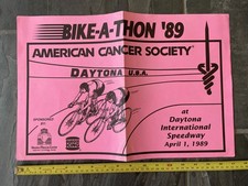 Vintage 1989 BIKE-A-THON Am. Cancer Society DAYTONA Int'l Speedway Sign Vtg Bike