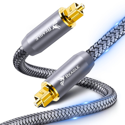 REAGLE Optisches Kabel TOSLINK 2m Glasfaserkabel Vergoldet SPDIF Digital Audio