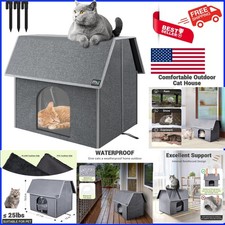Spacious Insulated Cat House with Removable Mat - Tool-Free Setup 17.1" x 15"