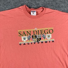 Jerzees T-Shirt Mens Size 2X Coral San Diego California Graphic USA Made Rip
