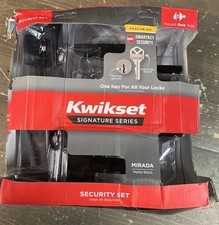 Kwikset Mirada Matte Black Keyed Entry Door Handle  Deadbolt w/ SmartKey