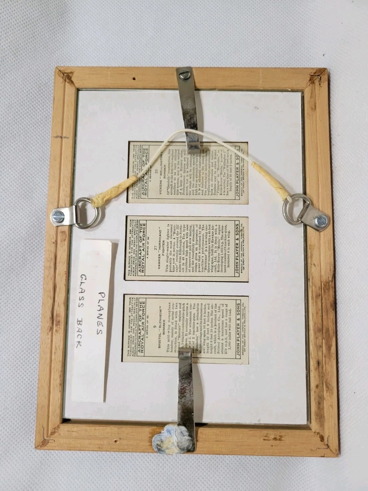 John Players Cigarette Cards Framed Aircraft RAF Vintage Glass Back Rare Prop - Image 2 of 4