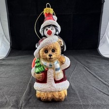 Christmas Ornament Blown Glass Bear  Penguin Santa 6  Vintage Figural Tree