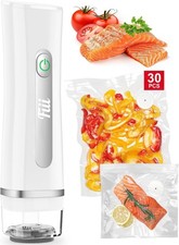 Compact Handheld Vacuum Sealer, 30 Reusable Bags, Food Preservation, Sous Vide