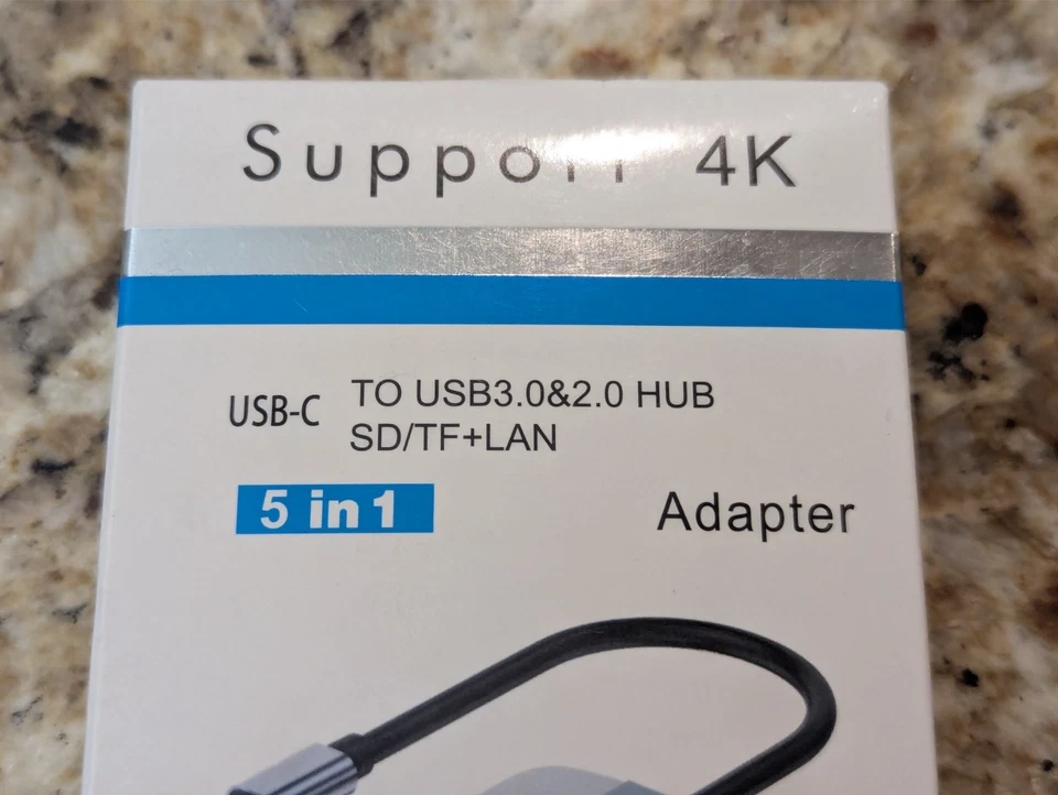 5-in-1 Adapter for Laptop USB-C to USB 3.0 USB 2.0 HUB SD / TF Card Reader LAN - Image 2 of 4