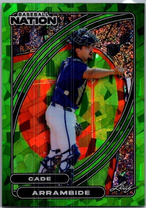 Cade Arrambide 2026 Leaf Baseball Nation Green Base Card /25