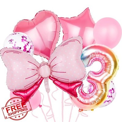 Antwhale Pink Number Balloon Heart Star Rainbow Birthday Party 3