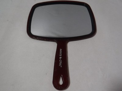 Vintage Handheld Mirror Brown Red Clear Color Swirl Pattern Back Sassy Chic