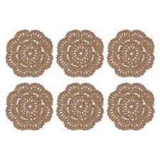 6Pcs Crochet Handmade Doilies 4" Placemats Lace Coasters Light Coffee