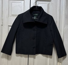 Lauren Ralph Lauren Women Size 8 Fountainhead Black Silk Blend Crop Blazer