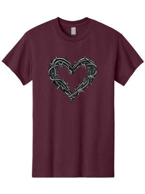 Barbed-Wire-Heart-1 Mens Graphic Tee, 100% Cotton, Casual Summer Wear