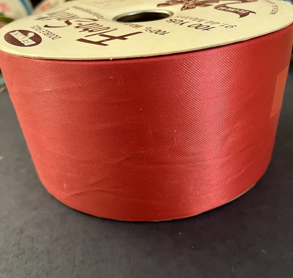 VTG Berwick Flora Satin Ribbon 2 - 3/4" Wide 100 Yd Roll Waterproof Red - Image 2 of 4