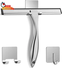 All-Purpose Stainless Steel Shower Squeegee for Shower Glass Door with 2 Adhesiv