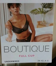 M&S BOUTIQUE Bra 34A Black  Full Cup Bra Lace Underwired RRP�18 New with Tags 