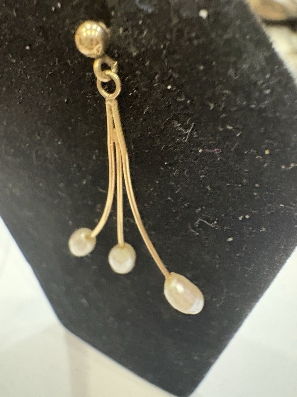 Vtg 14kt Solid Gold Single Earring Or As 3 Prong Pearl Pendant Tested .82g