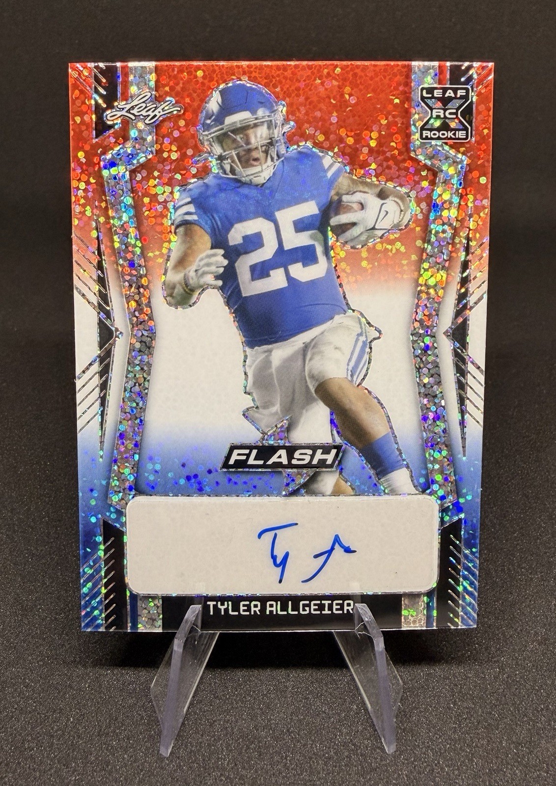 Tyler Allgeier Leaf Flash Autographs #BATA1 Red/White/Blue Metalized Sparkles