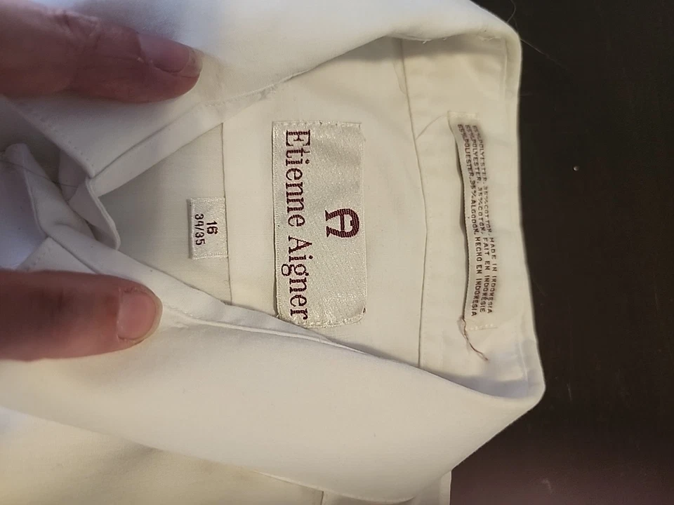 Etienne Aigner Men's White Button Down Dress Shirt 16 34/35 - Image 2 of 4