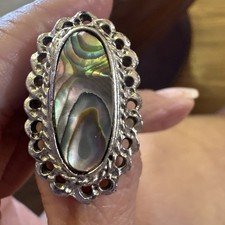 925 Sterling Silver Ring Oval Mother Of Pearl Size 7