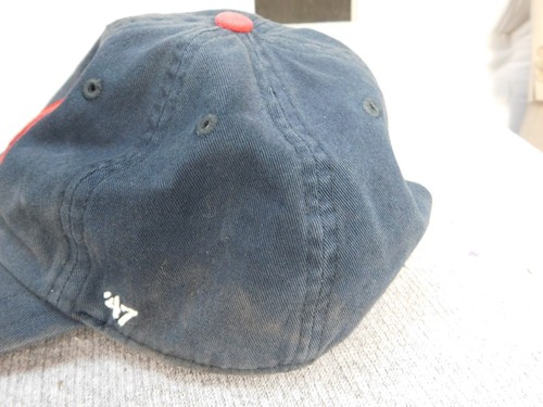 '47 Boston Red Sox Hat Adjustable Strapback Stockings Logo Navy Distressed - Picture 7 of 13