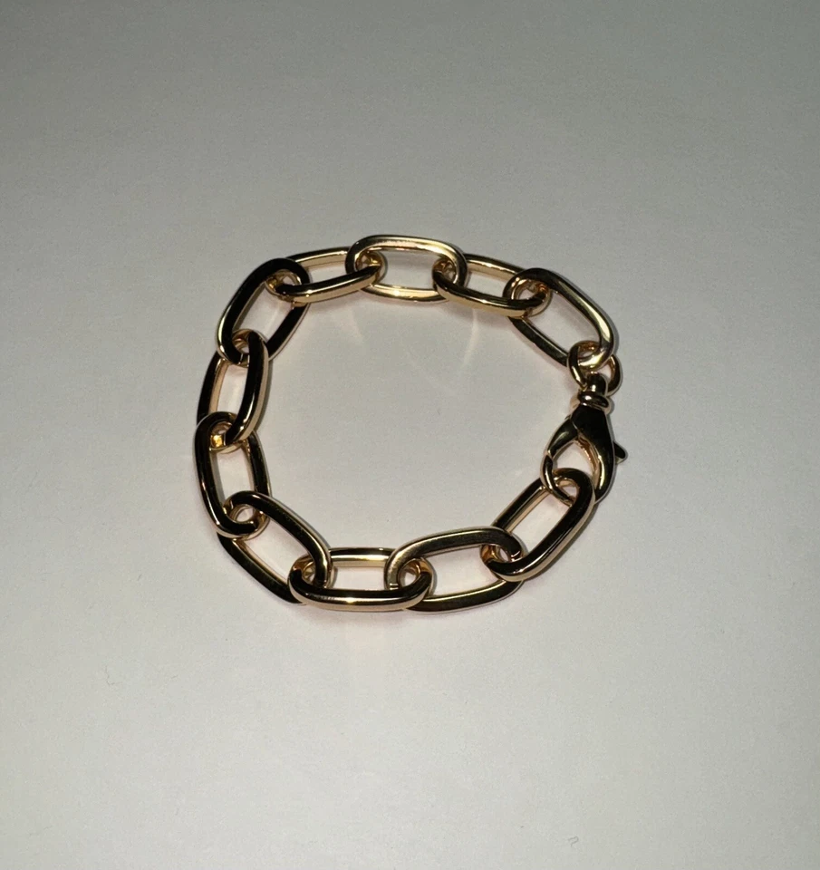 18k Gold Paperclip Bracelet, 7.5 Inches, Luxury Women’s Bracelet - Image 2 of 4