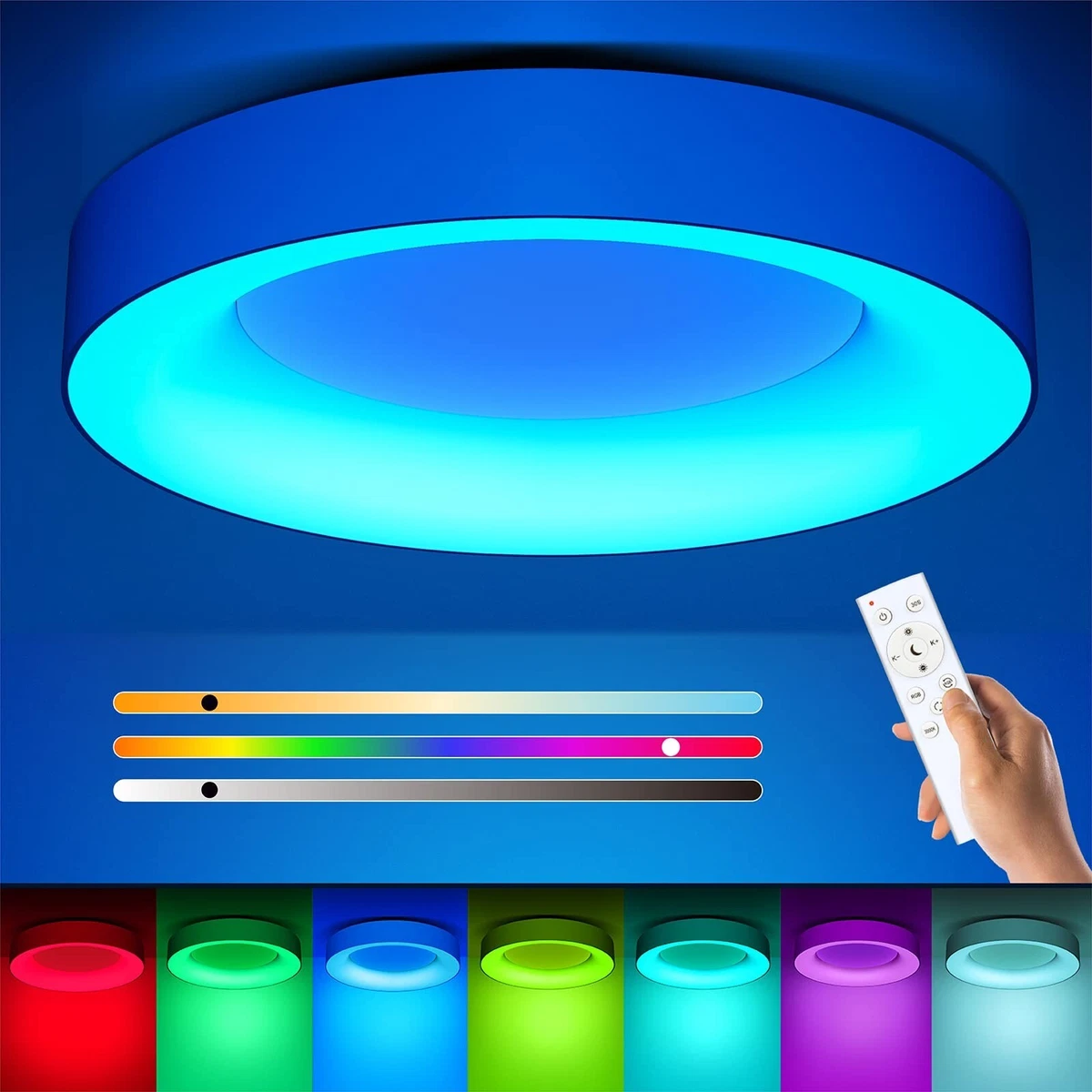 Annaror RGB Led Flush Mount Ceiling Light with Remote Control 11