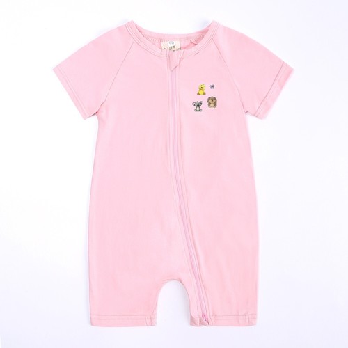 BABY One Piece Bodysuit Short Sleeve Romper Double Zipper Cotton Pink Girl 12-18 - Picture 29 of 42