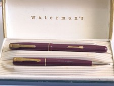Vintage set WATERMAN W2 FOUNTAIN PEN LEVER FILL WITH 14K GOLD NIB  & PENCIL