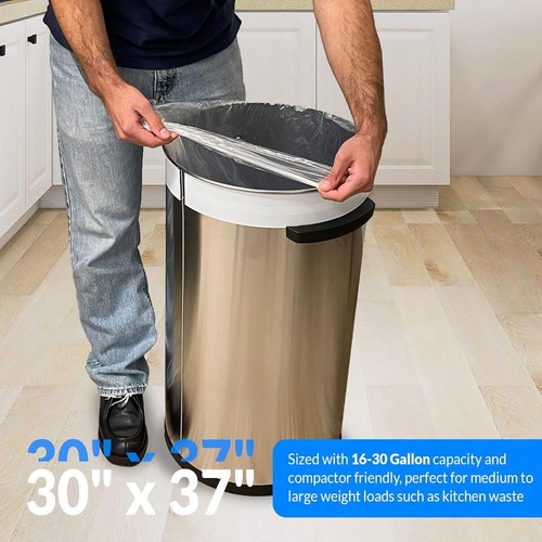 Sacchetti spazzatura 16-25 galloni 500 pezzi sacchetti spazzatura plastica trasparente sfusi per casa US - Foto 4 di 6