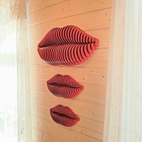 3D Wall Panel Lips, Parametric Wall Art, Wood Wall Panel 10 mm - Picture 5 of 5