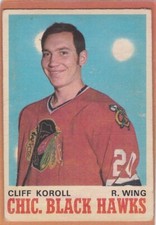 1970-71 O PEE CHEE HOCKEY CLIFF KOROLL #147 BLACK HAWKS VG *A6197