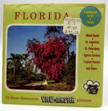 View-Master FLA-1-2-3, Florida, Vintage 1955, S3 Package, 3 Reel Set