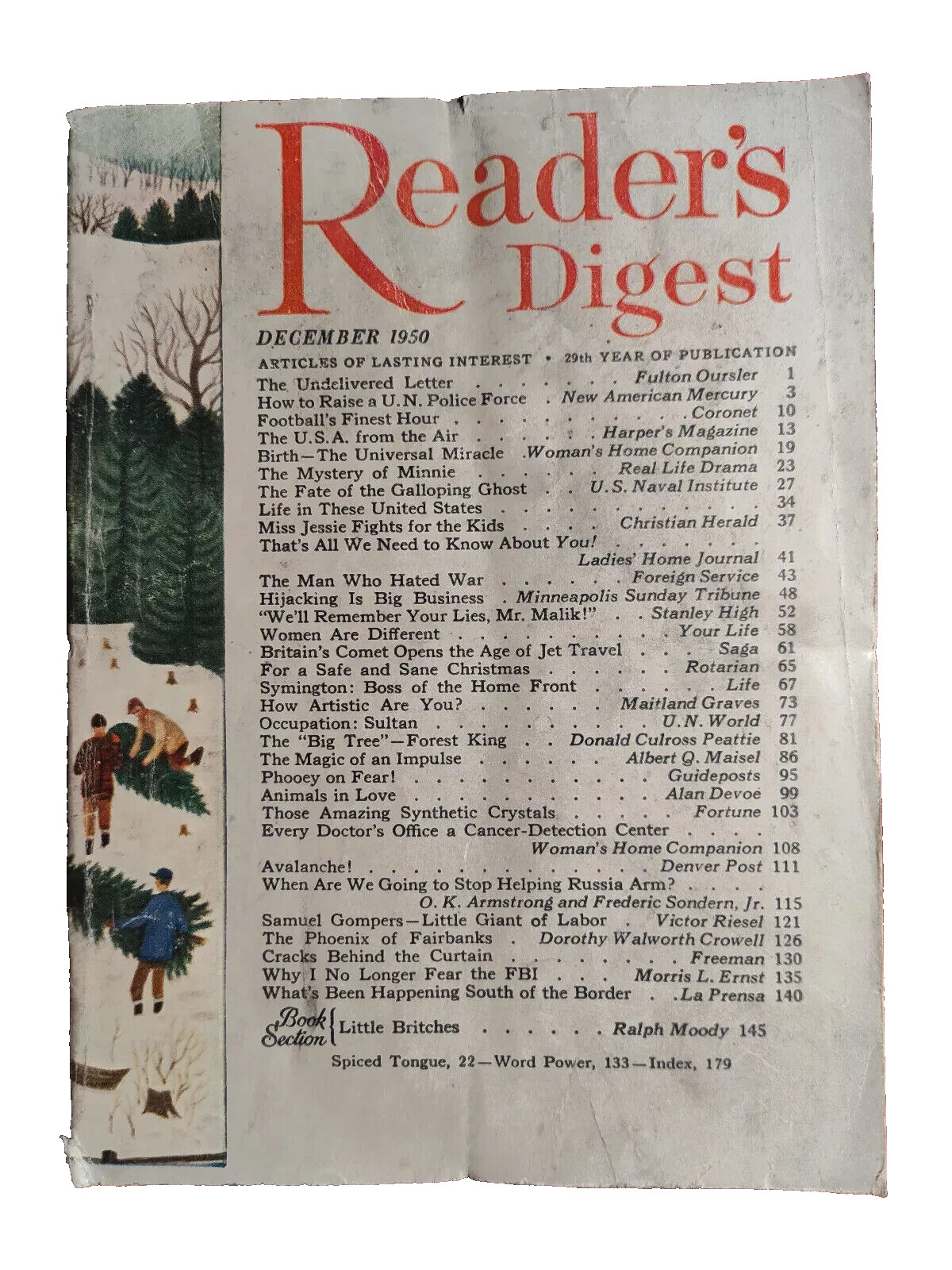 Readers Digest Magazine December 1950 Alan Devoe Ralph Moody Morris L. Ernst