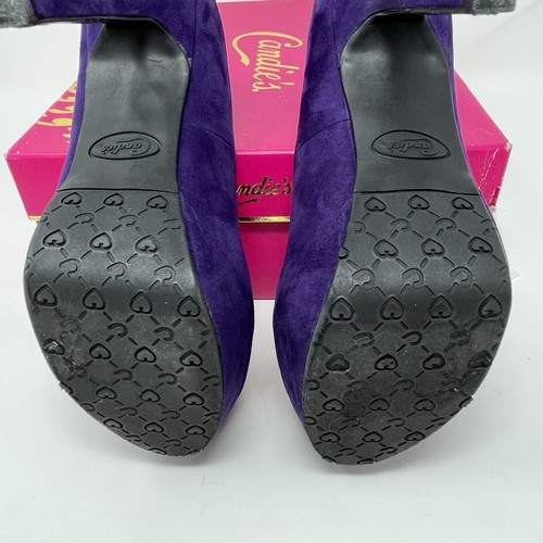 Candies Vegan Faux Brushed Suede High Heels Platform Purple 90s Quiet Wealth - Picture 10 of 14