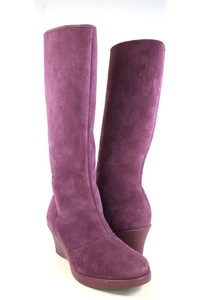 purple wedge boots