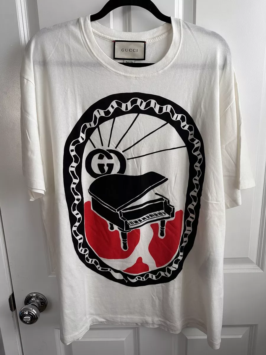 Gucci GG Piano Print T-Shirt Size XL Cotton Ivory New w/o Tags 100%  Authentic