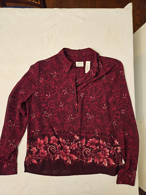 EMMA JAMES WOMAN BUTTON DOWNBLOUSE RED WITH FLOWERS PLUS SIZE 12