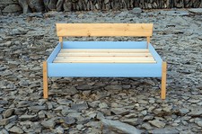 Bespoke, Handmade, Oak, Solid Wood, Double Bed, Sky Blue, Bed Frame, UK made