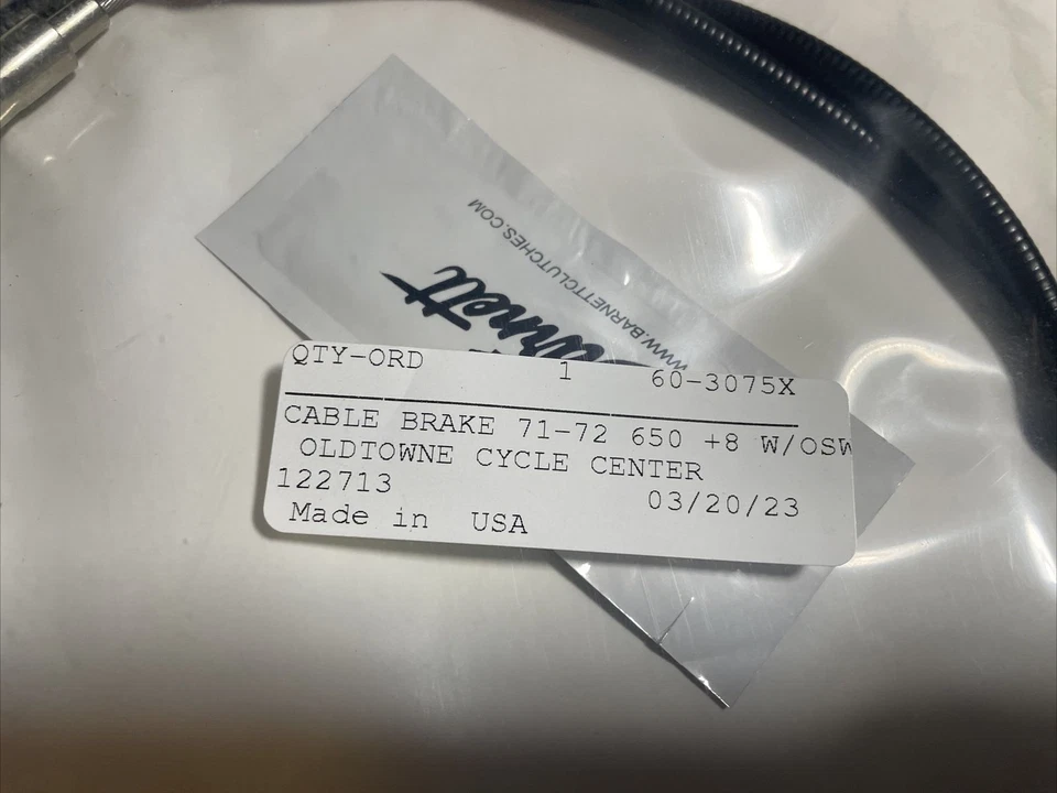 Cable de freno delantero BSA Triumph 650 750 sin interruptor 60-3075 X A65 A70 TR6 T120 OIF Foto 2 de 4