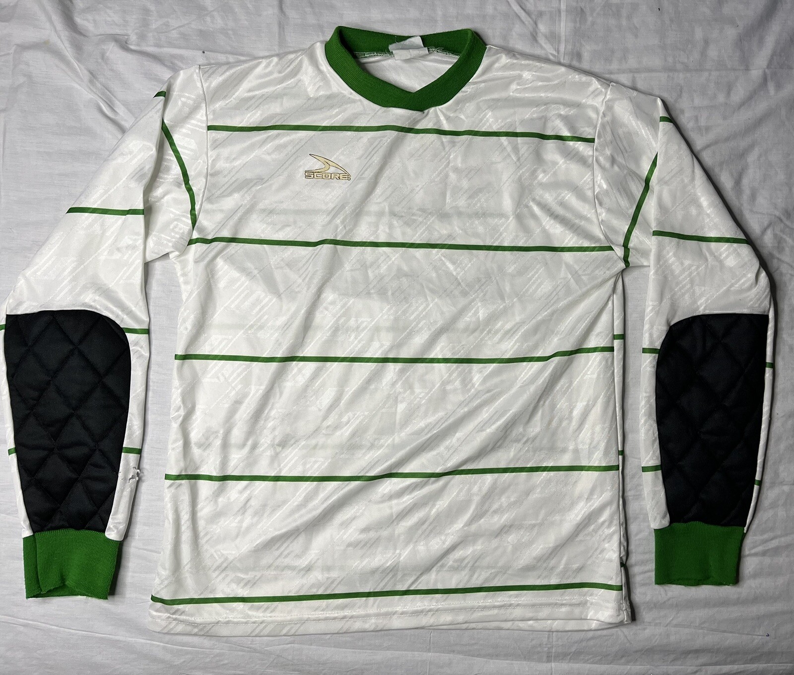 Score Soccer Jersey Adult Size Medium Green & White Long Sleeve Vintage 1990s